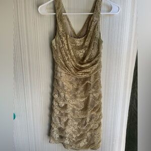 Express Cream Lace Overlay Dress